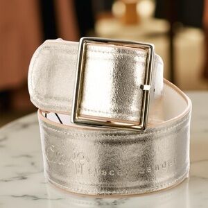 NWT Alice + Olivia By Stacey Bendet metallic gold thick leather belt